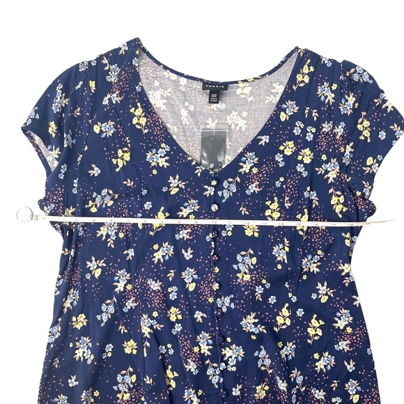 Torrid Navy Floral Stretch Challis Corset Back Blouse Size 00, Medium, 10 - Picture 6 of 16